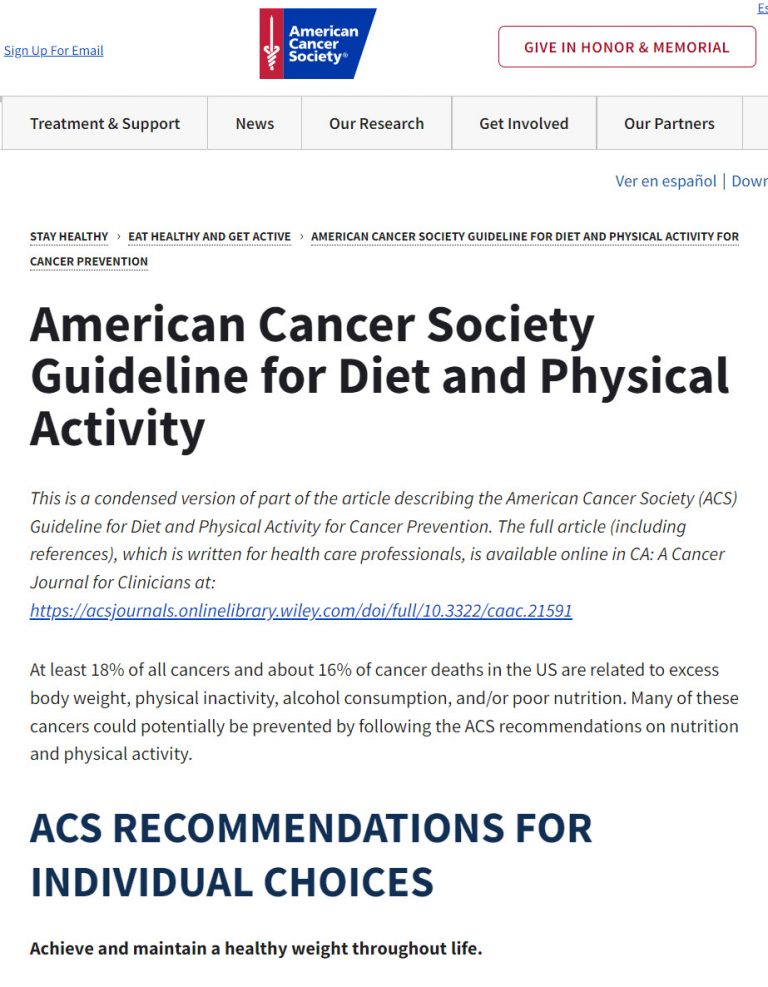 Nutrition And Physical Activity - ACS4CCC